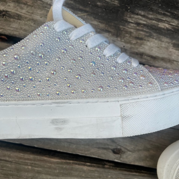BETSEY JOHNSON WHITE IVORY SPARKLY WOMENS 8.5 M SIDNY SNEAKERS - Picture 13 of 13